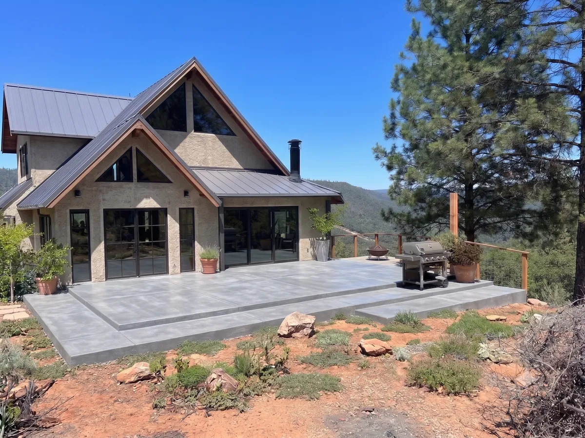Modern architectural home with HempRock natural plaster exterior siding