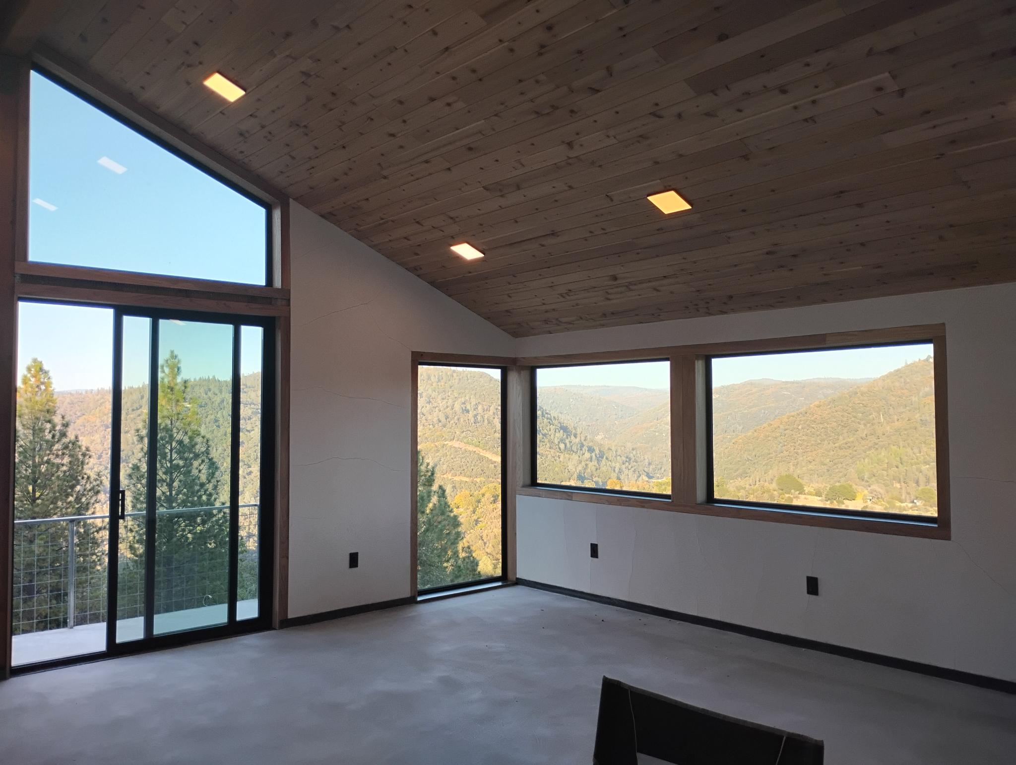 Minimalist interior living room with seamless matte plaster walls